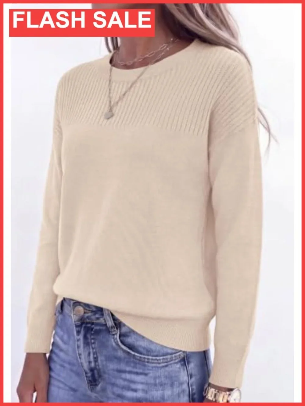 Crewneck Cropped Knit Sweater Long Sleeve Pullover Casual Fall Winter